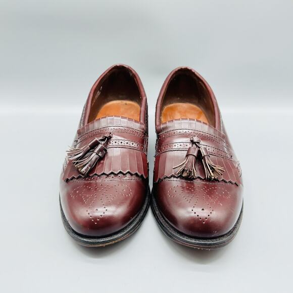 Allen Edmonds Shoes Mens 11 Burgundy Bridgeton Wingtip Kiltie Tassel Loafers - Picture 3 of 11